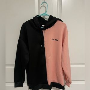 Pink and Black “Be Nice” Hoodie. - Large